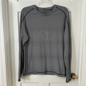 Lululemon Surge Warm Mens Mini Striped Blue Nautical Long Sleeve‎ Shirt Sz. XL?
